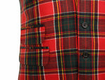 Mens Vest Suit Lapel Red Tartan Plaid Wool Dress Formal Wedding Waistcoat XL 46