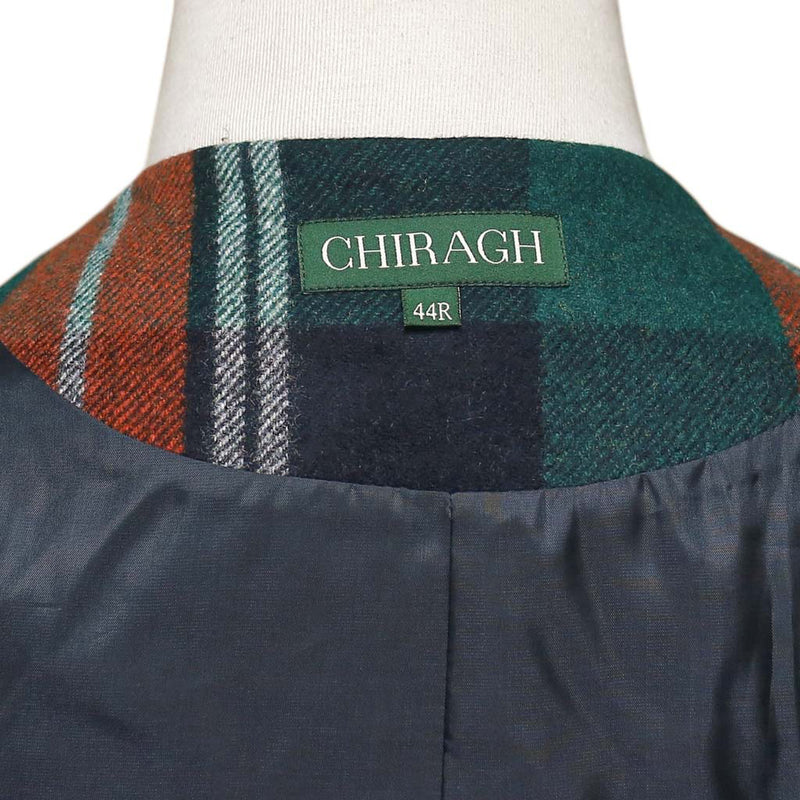 Mens Vest 44R Plaid Green Orange Wool Waistcoat XL Formal Wedding Groom Party
