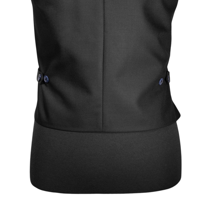 Mens Waistcoat Suit Lapel Vest 40R Black Beige Plaid Check Wool Formal Wedding