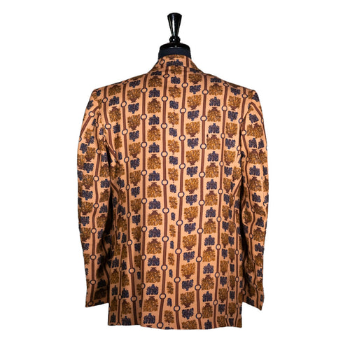 Men's Blazer Beige Brown Floral Wool Formal Casual Jacket Sport Coat 44R