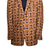 Men's Blazer Beige Brown Floral Wool Formal Casual Jacket Sport Coat 44R