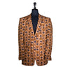 Men's Blazer Beige Brown Floral Wool Formal Casual Jacket Sport Coat 44R