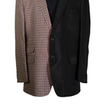 Men's Blazer Black Beige Check Plaid Jacket Sport Coat (44R)