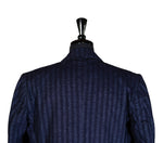 Men's Blazer Navy Blue Striped Handmade Formal Suit Jacket Wedding Sport Coat 44R