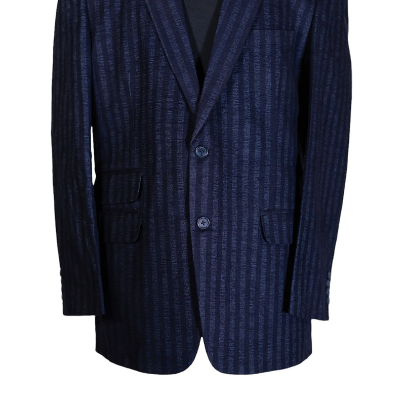 Men's Blazer Navy Blue Striped Handmade Formal Suit Jacket Wedding Sport Coat 44R