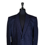 Men's Blazer Navy Blue Striped Handmade Formal Suit Jacket Wedding Sport Coat 44R