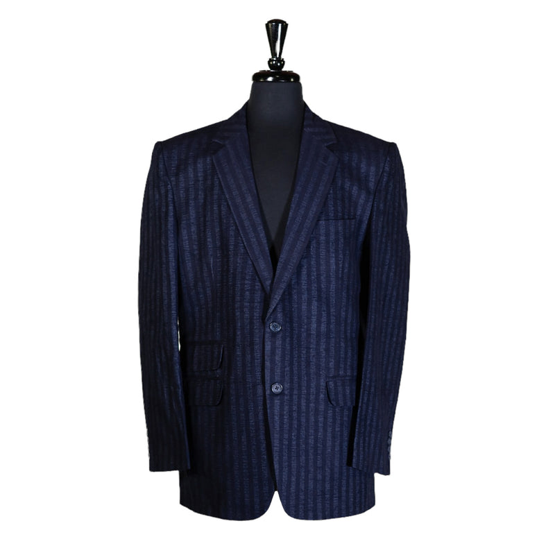 Men's Blazer Navy Blue Striped Handmade Formal Suit Jacket Wedding Sport Coat 44R