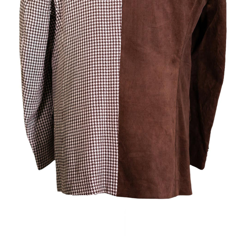 Men's Blazer Brown Check Corduroy Formal Jacket Sport Coat (44R)
