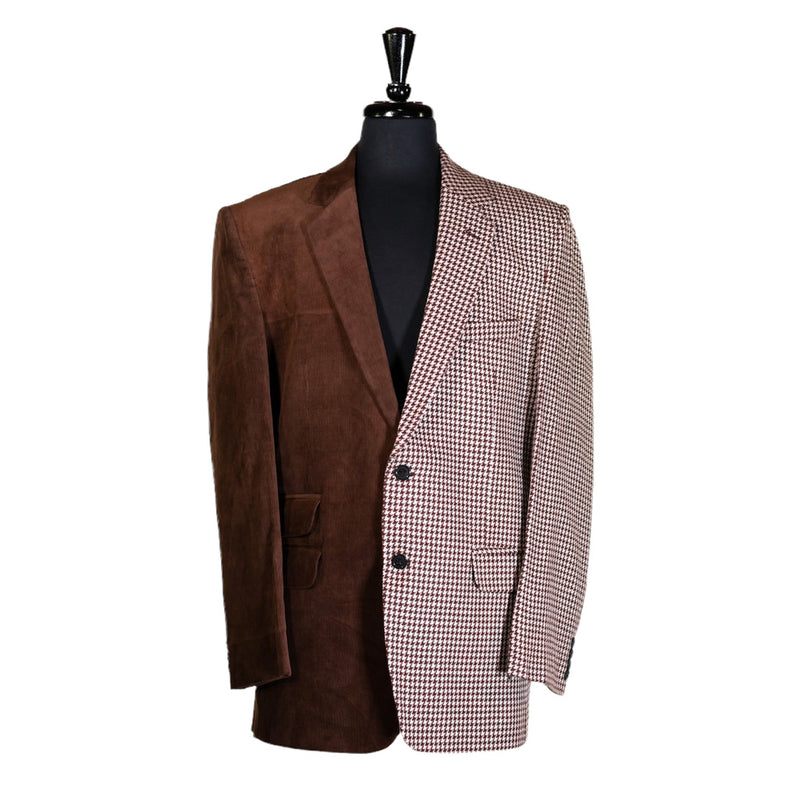 Men's Blazer Brown Check Corduroy Formal Jacket Sport Coat (44R)
