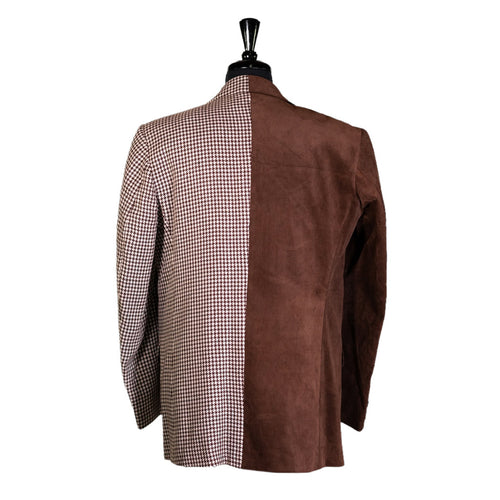 Mens Blazer 44R Brown Corduroy Beige Check Wool Sport Coat Formal Jacket