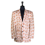 Men's Blazer Ivory Floral Cotton Formal Jacket Sport Coat (44R)