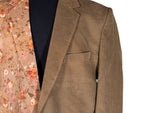 Men's Blazer Green Beige Floral Corduroy Formal Jacket Sport Coat (44R)