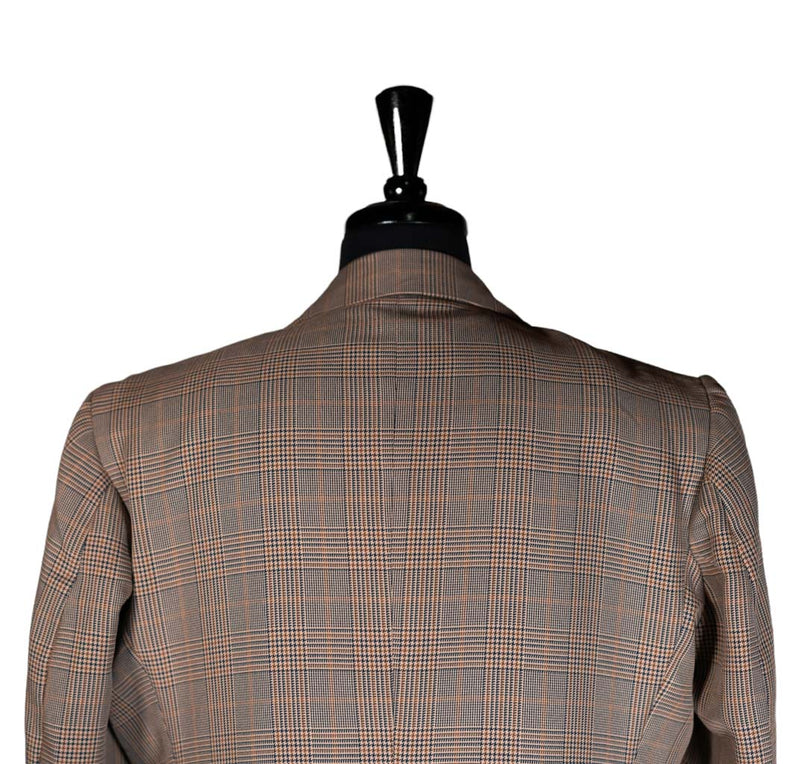 Men's Blazer Beige Plaid Check Formal Jacket Sport Coat (44R)