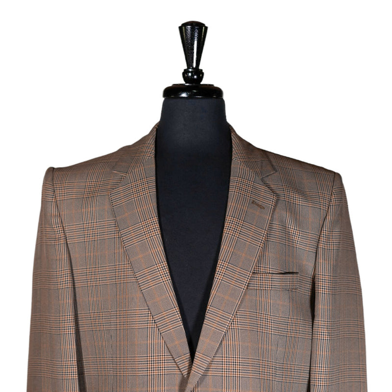 Men's Blazer Beige Plaid Check Formal Jacket Sport Coat (44R)