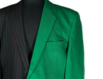 Men's Blazer Black Green Striped Tuxedo Jacket Sport Coat (44R)