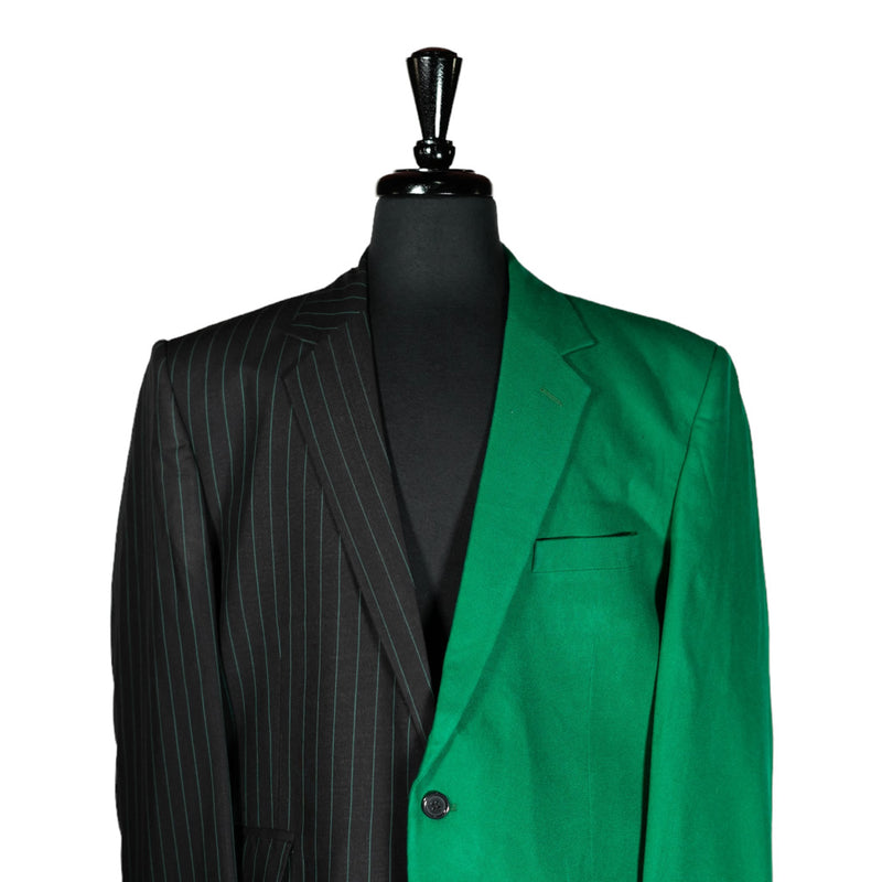 Men's Blazer Black Green Striped Tuxedo Jacket Sport Coat (44R)