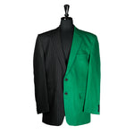 Men's Blazer Black Green Striped Tuxedo Jacket Sport Coat (44R)