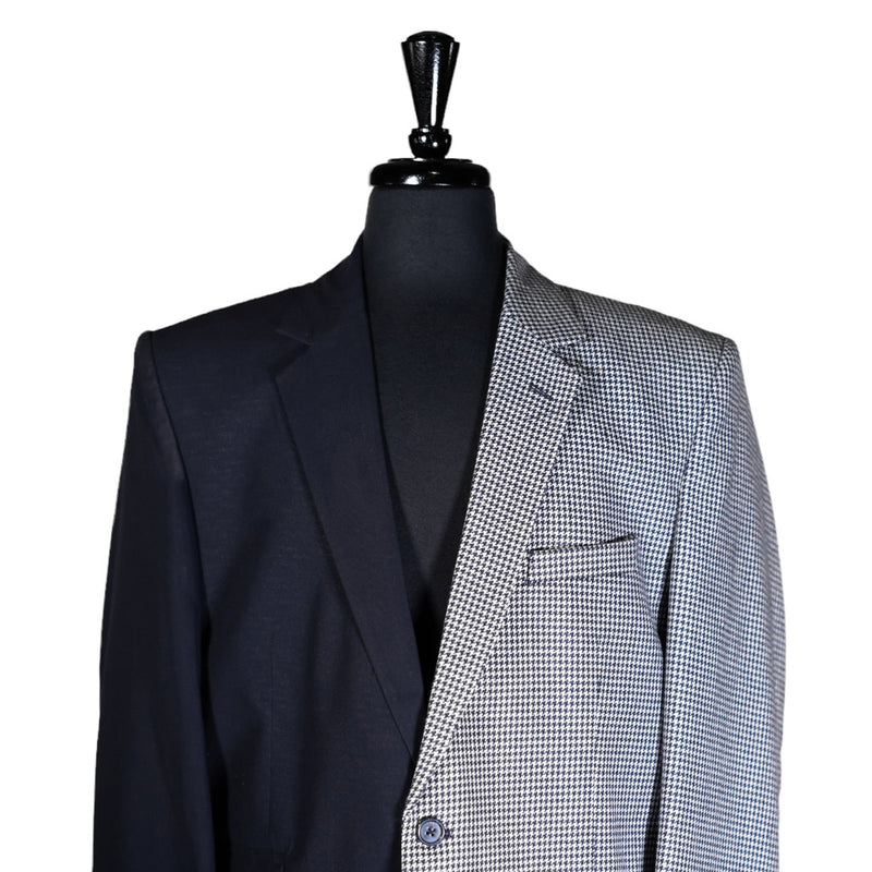 Men's Blazer Blue White Check Plaid Jacket Sport Coat (44R)