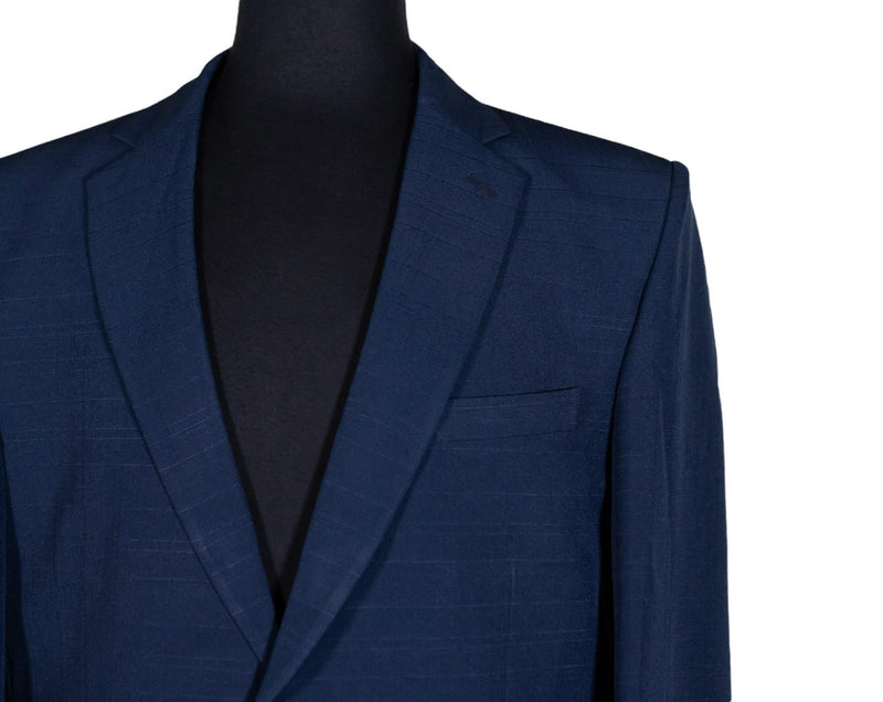 Men's Blazer Navy Blue Textured Formal Suit Jacket Wedding Sport Coat 42R