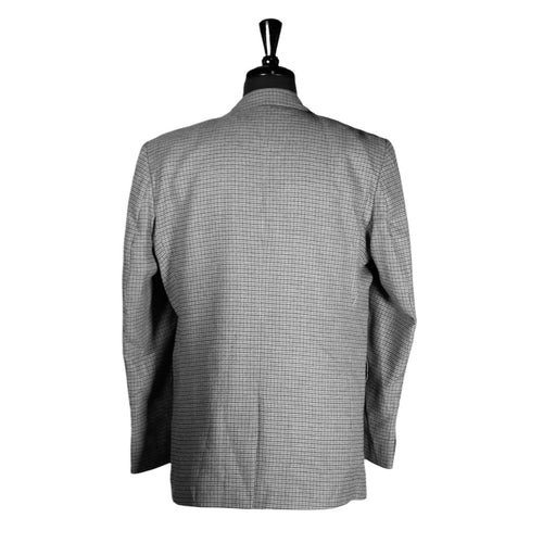 Men's Blazer Gray Check Plaid Wool Jacket Sport Coat (42R)