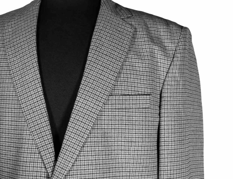 Men's Blazer Gray Check Plaid Wool Jacket Sport Coat (42R)