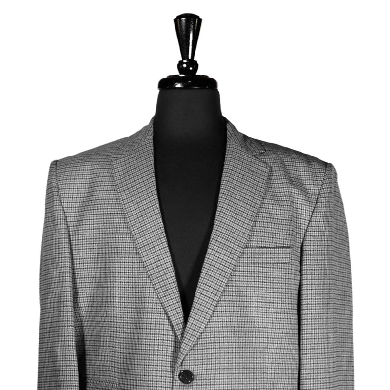 Men's Blazer Gray Check Plaid Wool Jacket Sport Coat (42R)