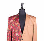 Men's Contrast Panel Solid Brown and Floral Blazer (42R)