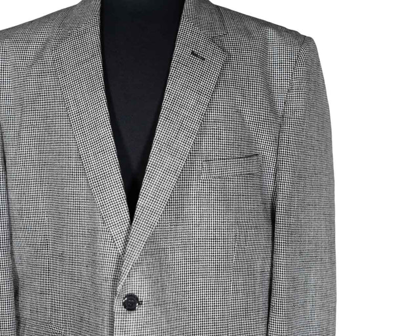 Men's Blazer Black White Check Wool Jacket Sport Coat (46R)