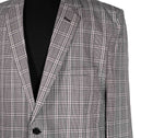 Men's Blazer Black White Red Plaid Jacket Sport Coat (46R)