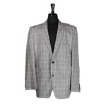 Men's Blazer Black White Red Plaid Jacket Sport Coat (46R)