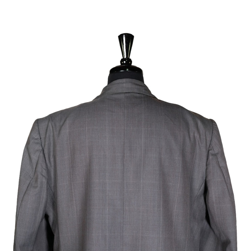 Men's Blazer Gray Plaid Check Formal Jacket Sport Coat (46R)