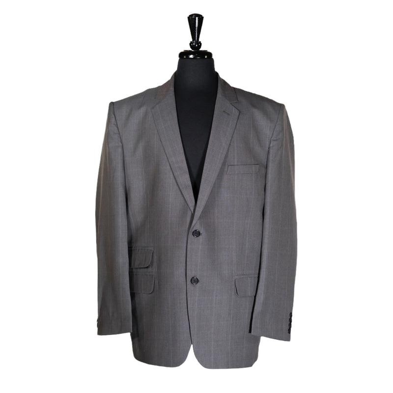 Men's Blazer Gray Plaid Check Formal Jacket Sport Coat (46R)
