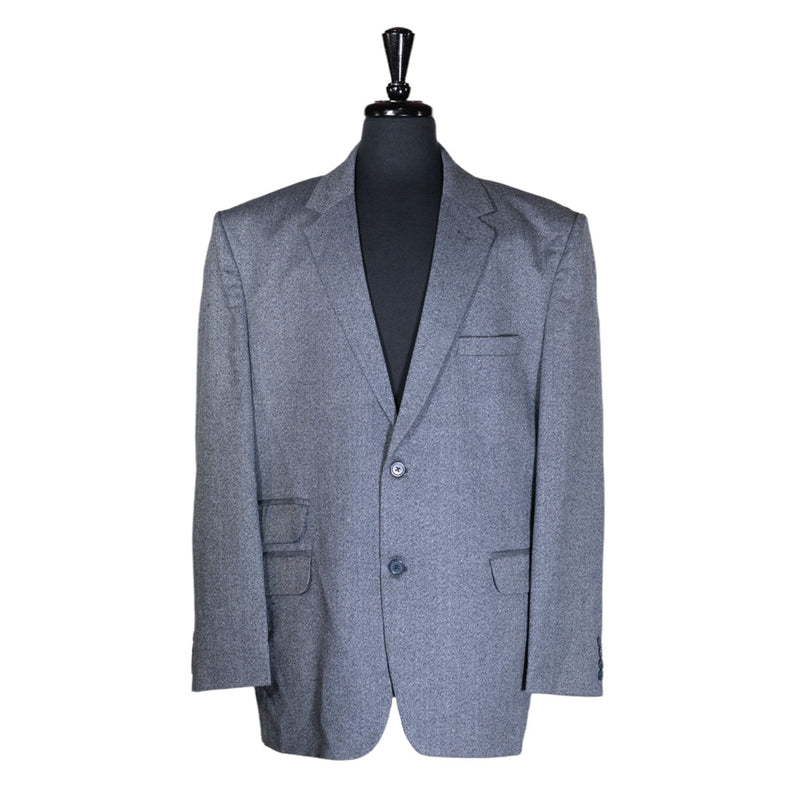 Men's Blazer Blue Gray Textured Wool Jacket Sport Coat (48R)