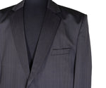 Men's Blazer Dark Gray Striped Wool Jacket Sport Coat (46R)