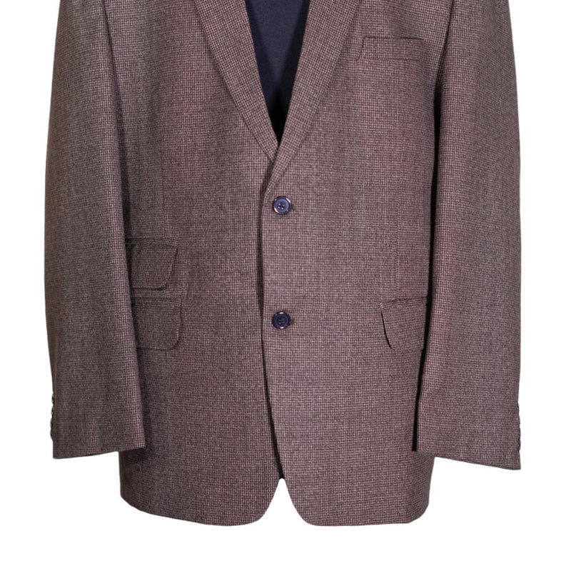 Men's Blazer Dark Brown Check Wool Jacket Sport Coat (46R)