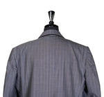 Men's Blazer Gray Blue Striped Wool Jacket Sport Coat (46R)