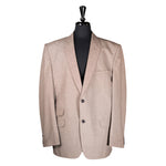 Men's Blazer Beige Houndstooth Check Wool Formal Suit Jacket Sport Coat 46R