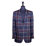 Men's Blue Tartan Plaid Wool Blazer (42R)