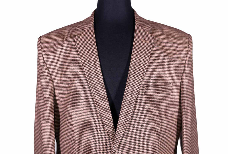 Men's Brown Houndstooth Check Wool Blazer (42R)