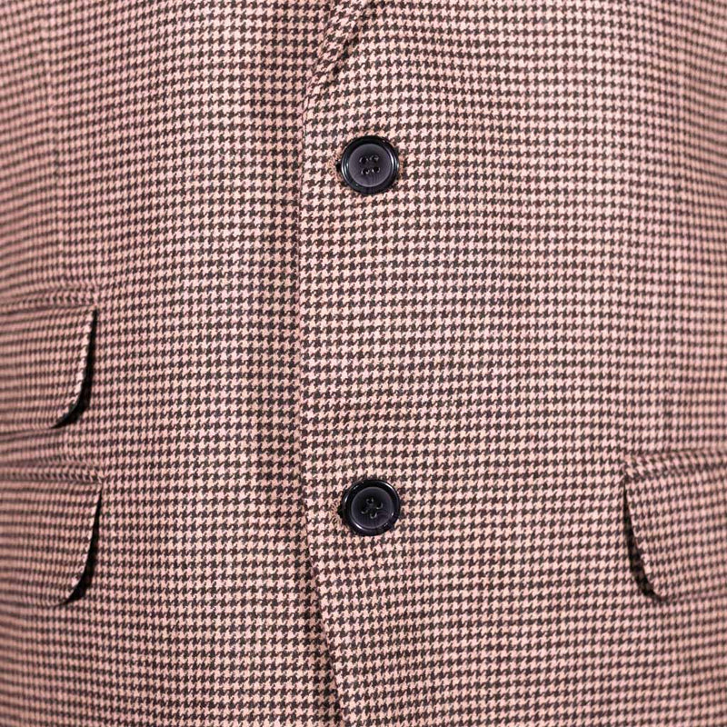 Men's Brown Houndstooth Check Wool Blazer (42R)