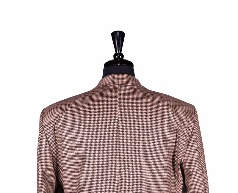 Men's Brown Houndstooth Check Wool Blazer (42R)
