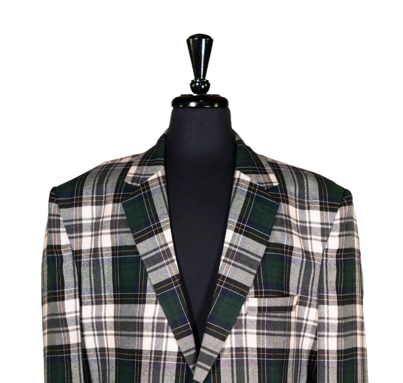 Men's Blazer Green Plaid Check Wool Suit Jacket Sport Coat (48R)