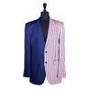 Men's Contrast Panel Solid Blue and Striped Blazer (42R)