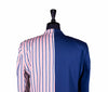 Men's Contrast Panel Solid Blue and Striped Blazer (42R)