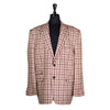 Men's Blazer Beige Red Plaid Check Wool Jacket Sport Coat (48R)