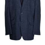 Men's Blazer Blue Check Plaid Wool Jacket Sport Coat (48R)