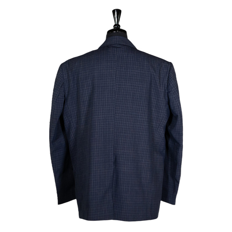Men's Blazer Blue Check Plaid Wool Jacket Sport Coat (48R)