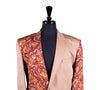 Men's Contrast Panel Beige Floral Cotton Blazer (44R)