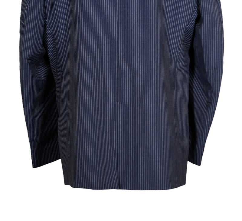 Men's Blazer Blue Gray Striped Wool Formal Suit Jacket Wedding Sport Coat 46R