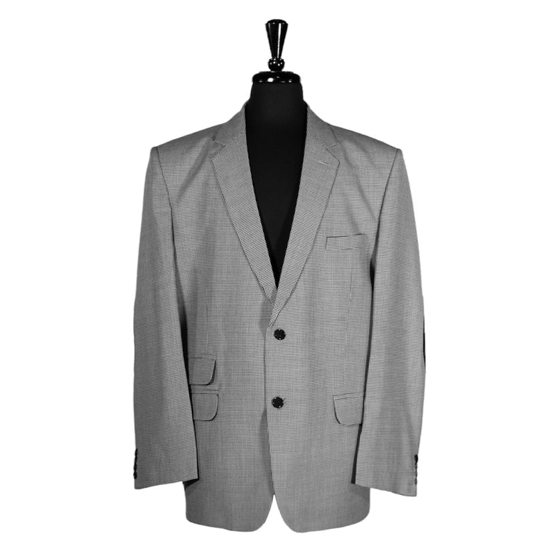 Men's Blazer Black Check Wool Jacket Sport Coat (46R)